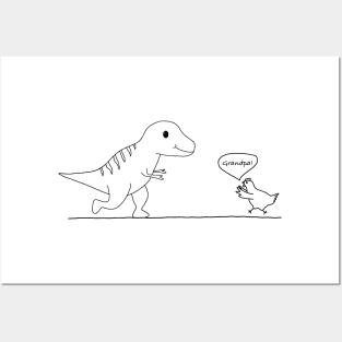 T-Rex evolution to chicken (grandpa) Posters and Art